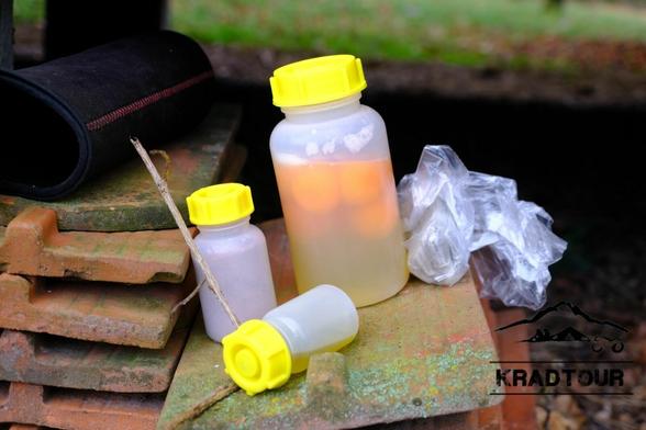 Frühstückseier transportgeschützt in der Flasche.