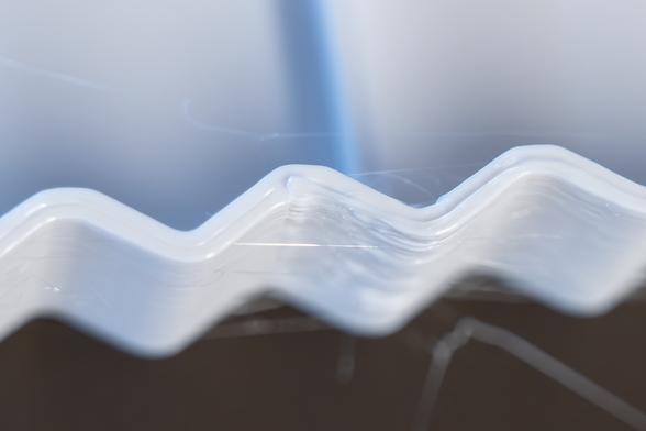 Close-up of the seam of a 3D printed part.
