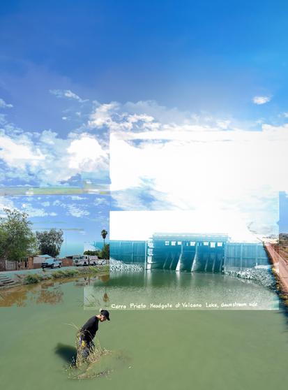 art / photo - Photographic intervention including archival image of the Cerro Prieto dam headgate.