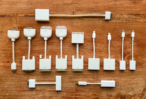 A selection of Apple-made dongles and adapters