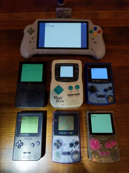 Various handheld console devices showing a counter.

GBBoy SNES Converter & #GBBoy : 63300 -> -0.66%

#FPGBC: 64260 -> +0.84%

#AnaloguePocket: 63720
#MegaDuck: 63720
#GameBoy Pocket MGB:63720
#GameBoyColor GBC: 63720