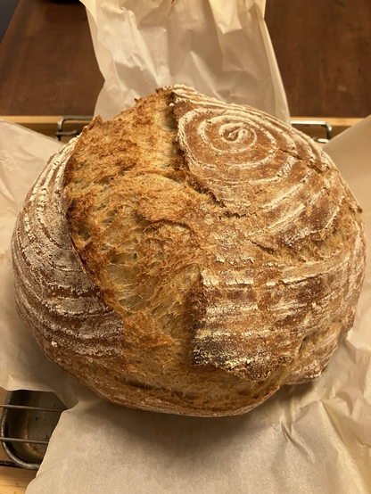 Dutch oven bread fresh out from the oven