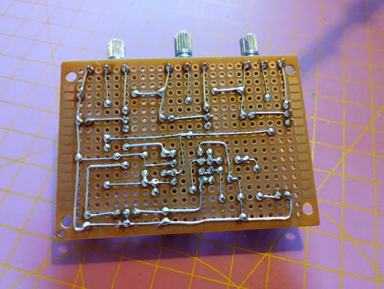 the back of the board showing the soldering
