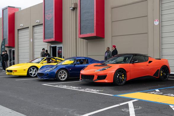 Three colorful sports exotics.