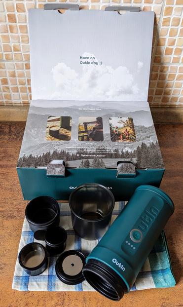 Portable coffee espresso maker, filter taken apart.