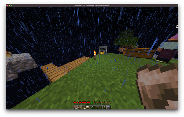a rainy minecraft world