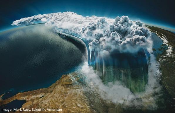 graphic - stylised schematic - atmospheric river from space