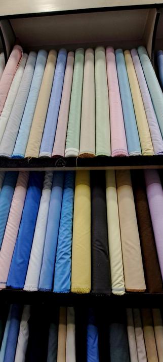 Love the colors at fabric shop.