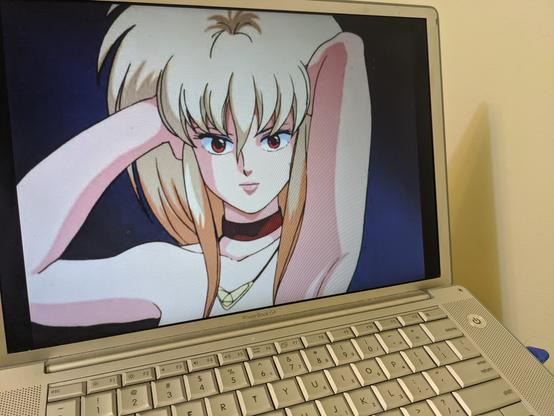 Watching Bubblegum Crisis on a powerbook G4.