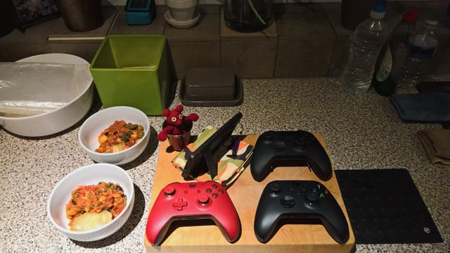#RedBeanBear is #Documenting the #GnocchiPutanesca #Leftovers with an #Assortment of #XBoxControllers...