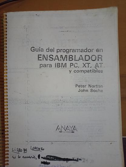 Libro Guía del programador en ensamblador para IBM PC, XT, AT y compatibles