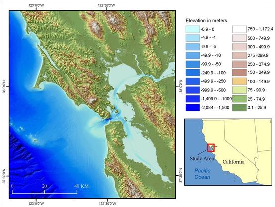 map - CoNED data - San Franciso Bay