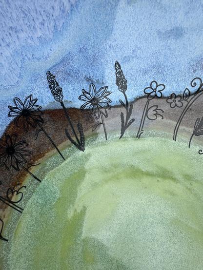 Close up of some of the wildflower drawings