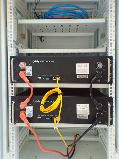 Batteries in the rack cabinet.