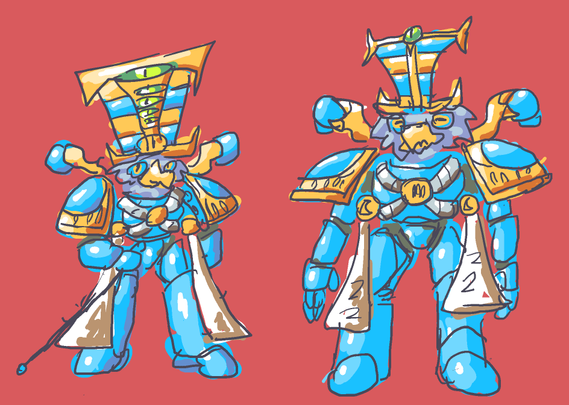 two thousand sons space marines with bird heads. borbs.