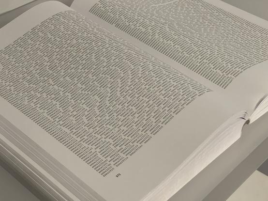 Nahaufnahme einer Doppelseite, die alphabetisch sortierte Passwörter zeigt