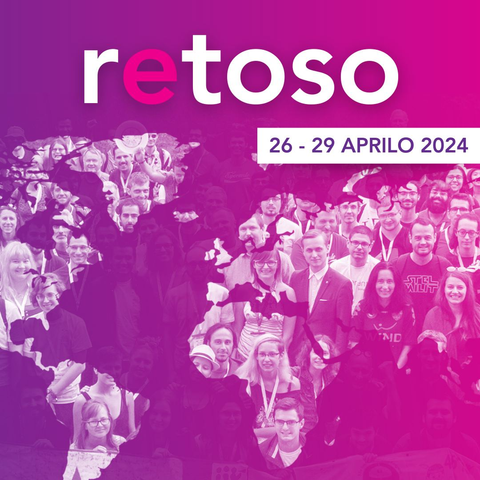 Violkolora bildo kun mapo de la tuta mondo (projekcio de Merkatoro, do Groenlando ŝajnas tiom granda kiom Sud-Ameriko), kun kontinentoj anstataŭigitaj per visaĝoj de homoj.

retoso
26-29 aprilo 2024