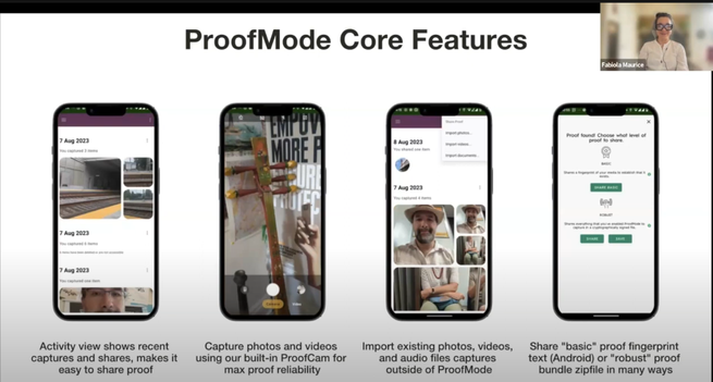 screenshot from training slides on how to use ProofMode app