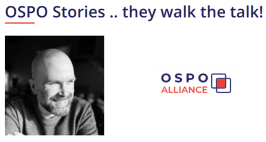 Text: OSPO Stories from OSPO Alliance, face of Sebastien from Thales