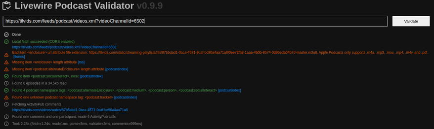 Tilvids basic PeerTube validation with no plugins