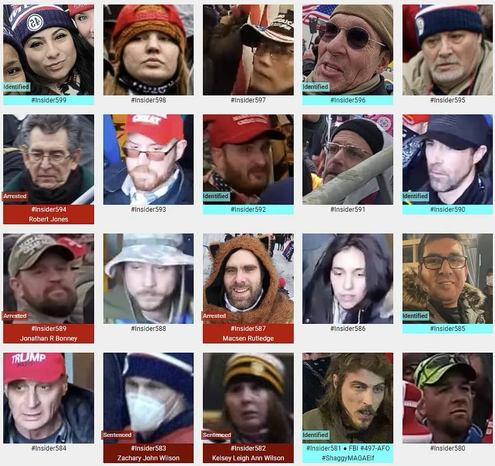 Photos of January 6th riot suspects who were observed inside the US Capitol Building (Range: 580 through 599, of 3,268) (as of February 22nd, 2024).  Insider numbers are not the same thing as FBI numbers.  Posts are subject to updates, corrections and revisions.