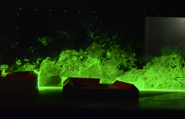 Turbulent flow in the wind tunnel of the Geomatikum