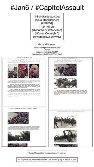 Screenshot of pages from court document pertaining to January 6th riot suspect Nicholas Juston Ortt (Mount Airy, Maryland).