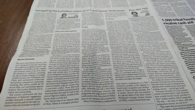 Opinion piece "Navigating the turbulent waters of SCS and Taiwan Strait issues" by Anna Malindog-Uy of Asian Century Philippines Strategic Studies Institute