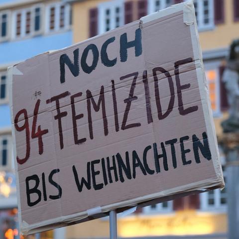 Bild der Demo mit Schild