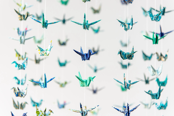 Grues en origami