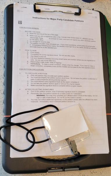 A petition packet on a clipboard