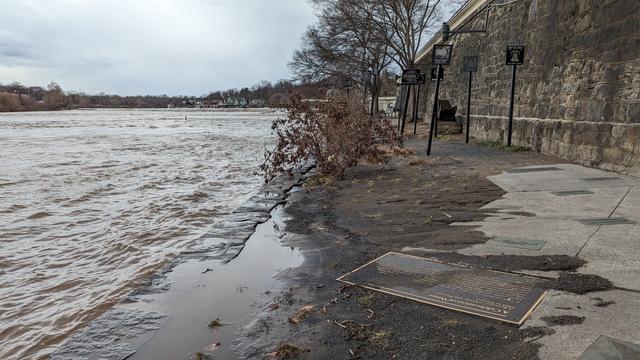 Pathway to the right and high water to the left