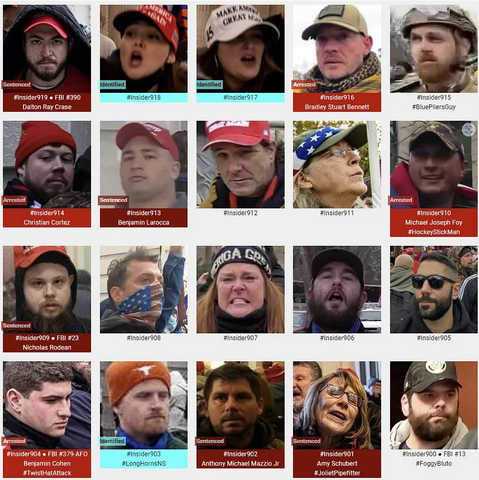Photos of January 6th riot suspects who were observed inside the US Capitol Building (Range: 900 through 919, of 3,268) (as of February 22nd, 2024).  Insider numbers are not the same thing as FBI numbers.  Posts are subject to updates, corrections and revisions.