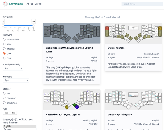 KeymapDB base de données collaborative des layouts de claviers