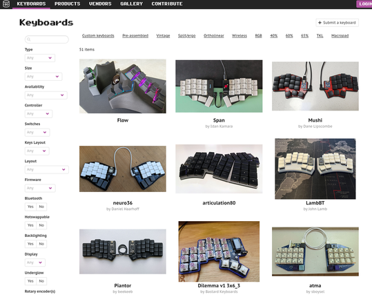 Split Keyboards sur MechDB