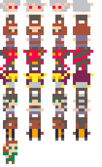 A set of low res (8x8 pixels) sprites of the main characters from Baldur's Gate 3.
