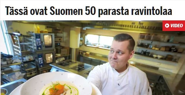 Iltasanomien otsiko: Tässä ovatrSuomen 50 parasta ravintolaa.