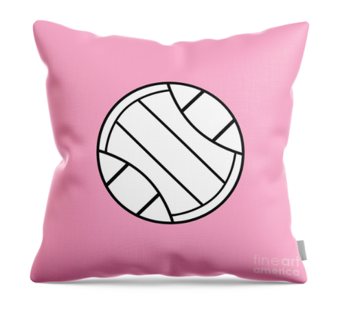 Our pink volleyball design is shown on a throw pillow.