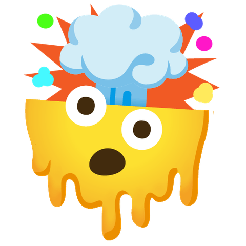 A combination of the exploding head emoji and the melting emoji.