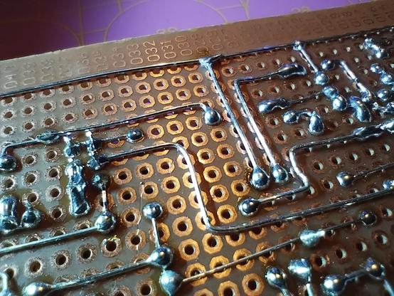 closeup detail of the bottom side showing some of the soldering