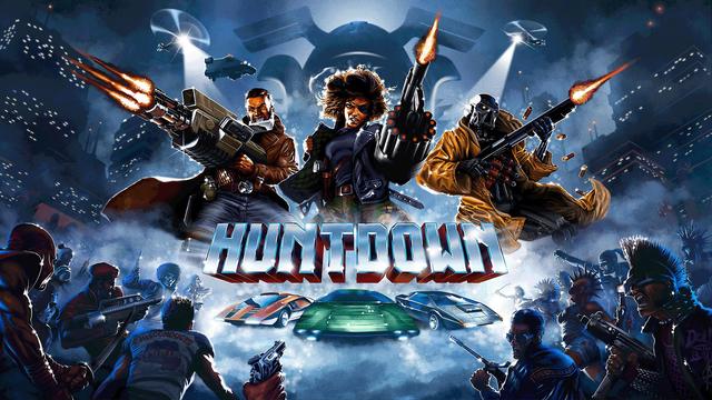 Aparecen los 3 personajes seleccionables del videojuego: un hombre, una mujer y un robot... cada uno con su arma base. Debajo los enemigos.