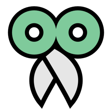 Icône du logiciel libre CopyQ, gestionnaire avancé du presse-papier.
L’icône représente une paire de ciseaux, disposée verticalement avec les poignées en haut, et posée sur les pointes des deux lames entrouvertes.