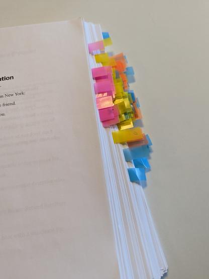 Manuscript with editing flags attached.