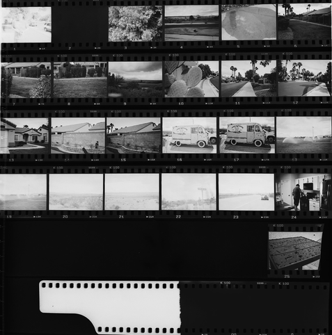 Contact sheet of 35mm black and white images