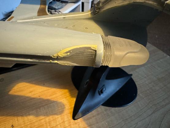 Starboard warp nacelle showing some small areas with more milliput applied