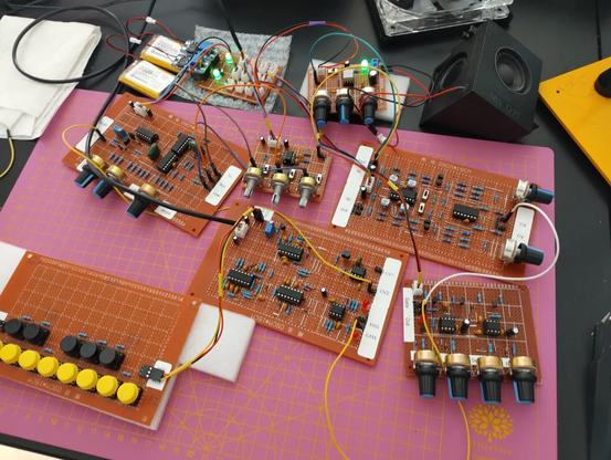 photo of my test setup with everything connected, except the step sequencer