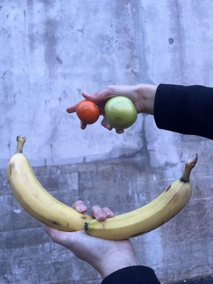 fruit artfully arranged to resemble a smiley face
