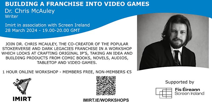 A picture for Imirt's next workshop, featuring all of the details about it, and a picture of the speaker, Dr. Chris McAuley.