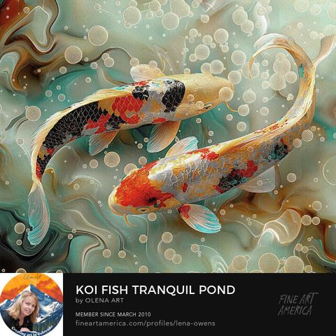 Koi Fish: A Symphony of Balance and Harmony Yin-Yang Koi Fish Tranquil Pond artwork featuring two koi fish in a serene setting with precise linework and soft color gradients