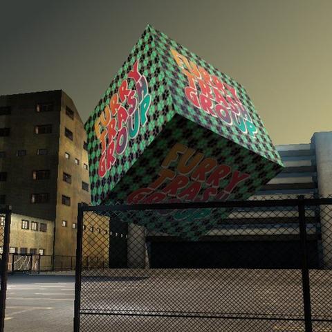 demofurs logo, floating cube with the prototype furrytrashgroup logo on it